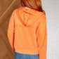 Orange Throwback Heartthrob Hoodie with drawstring hood and ribbed cuffs
