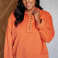 Orange plus-size Throwback Heartthrob Hoodie with buttons and drawstring
