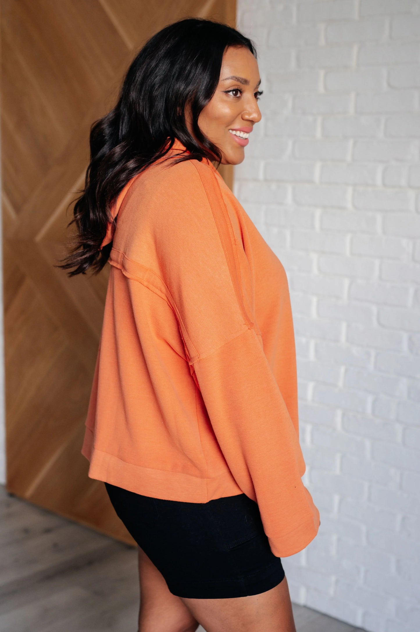 Orange Throwback Heartthrob Hoodie with ribbed cuffs and hem