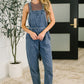 Too Cute to Compute dark blue denim overalls with drawstring waist and front pockets