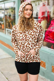 Easy Living Brown & Blush Animal Print Hoodie | Daverri Fashions