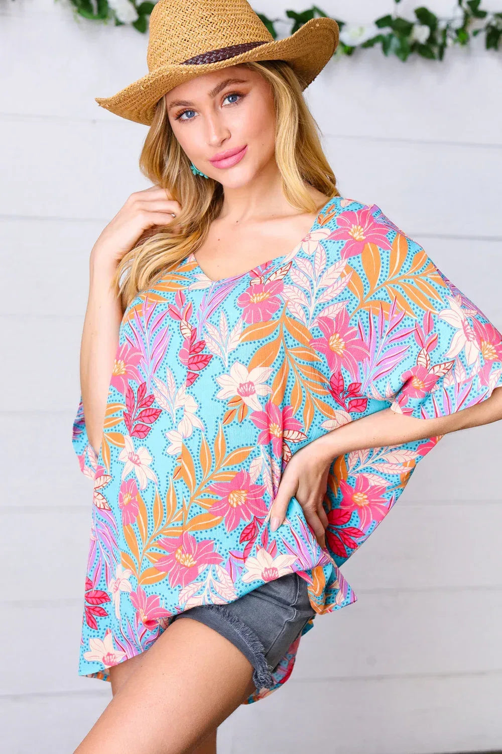 Multicolor Tropical Floral Print Woven Top - DAVERRI FASHIONS