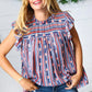 Navy & Orange Boho Stripe Flutter Sleeve Top - DAVERRI FASHIONS