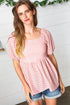 Mauve Eyelet Puff Sleeve Babydoll Top - DAVERRI FASHIONS