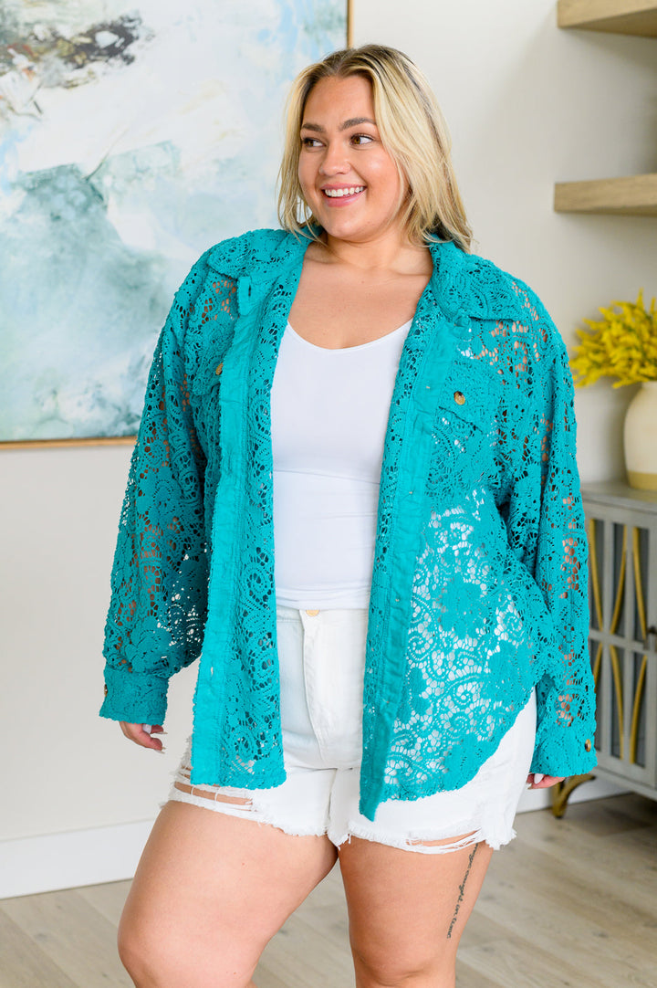 Topped with Lace Button Down Tops