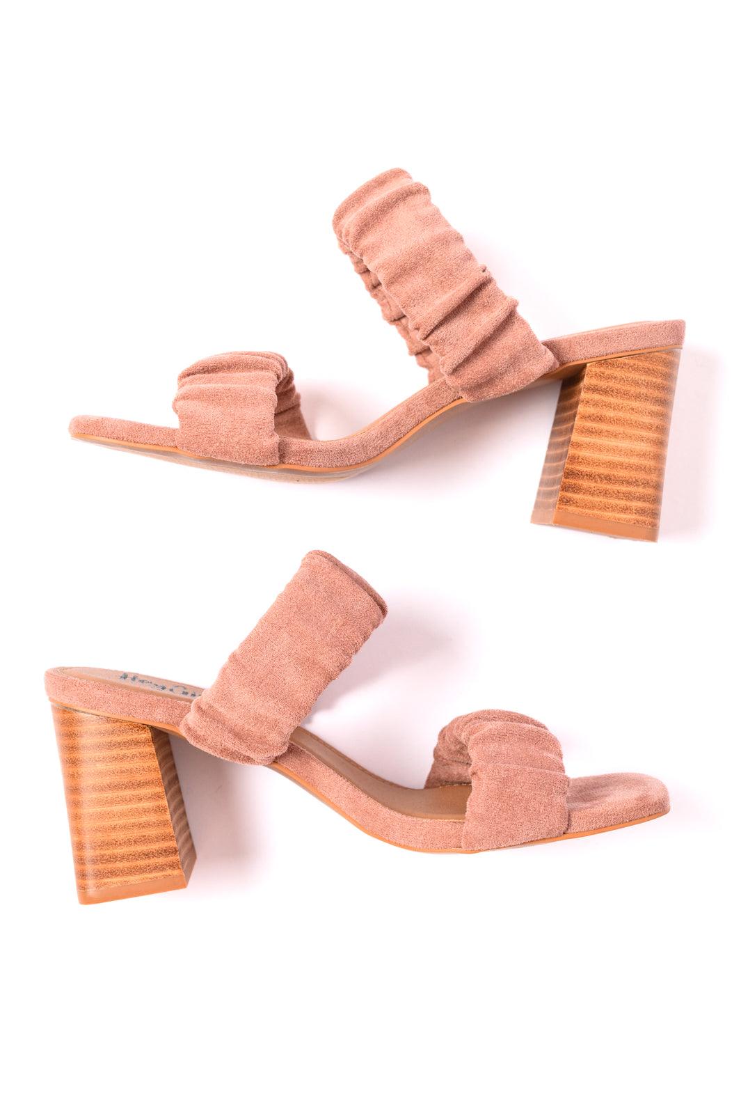 Tropic Like it's Hot Heels in Blush Suede Shoes