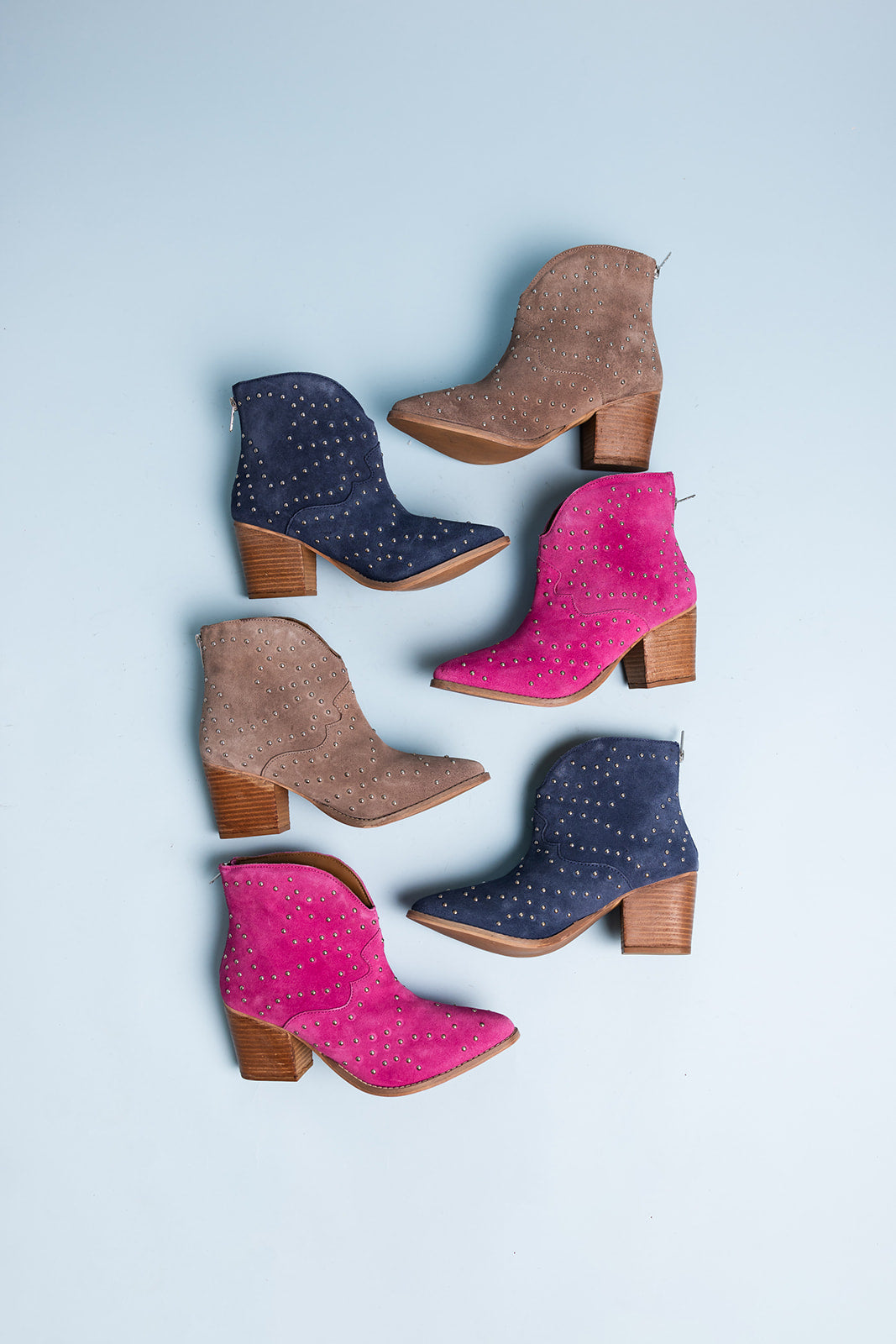 Twilight Studded Heeled Ankle Boot in Denim Shoes