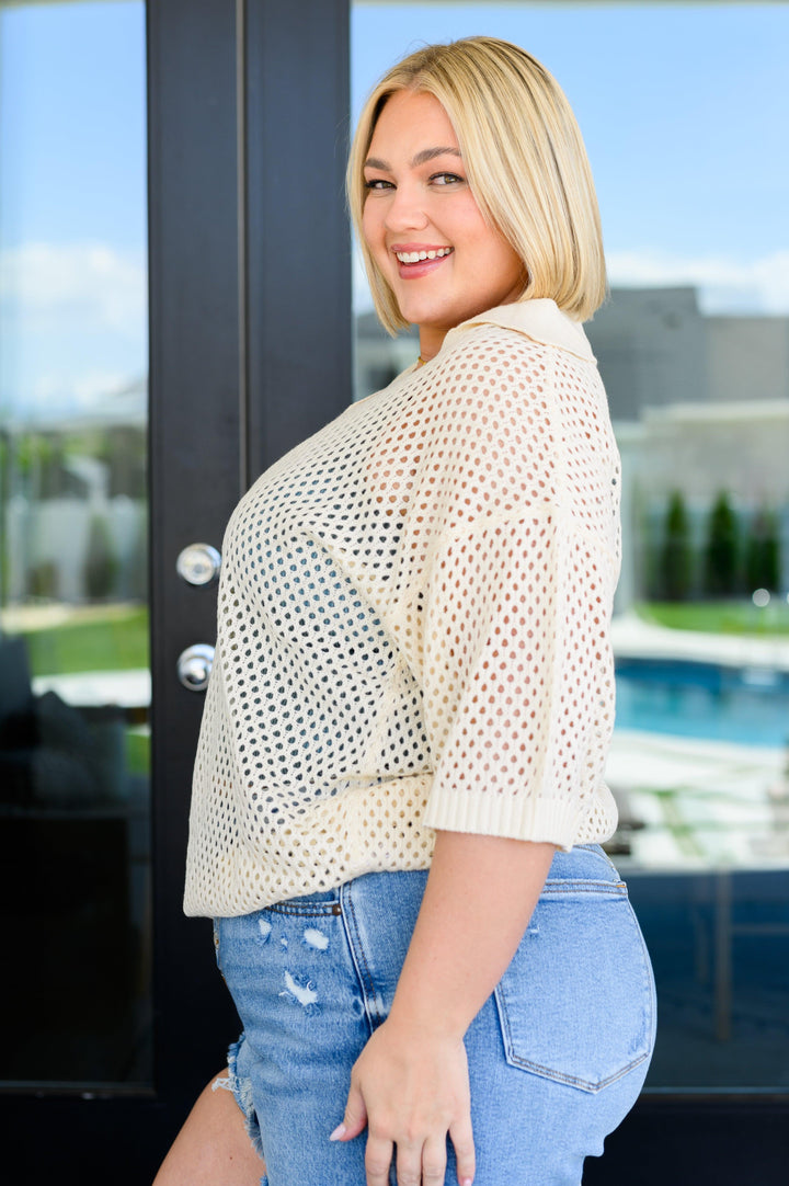 Under The Boardwalk Fishnet Collared Top Tops