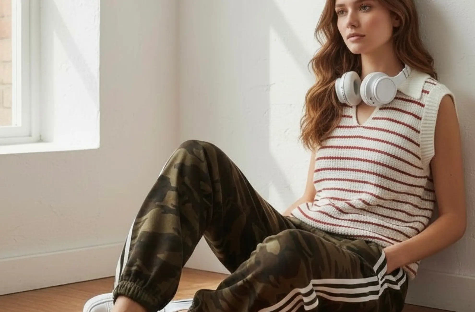 White over-ear headphones with a sleek, modern design and soft-touch finish.