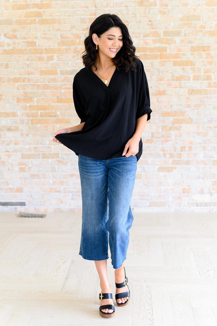 Up For Anything V-Neck Blouse in Black Tops