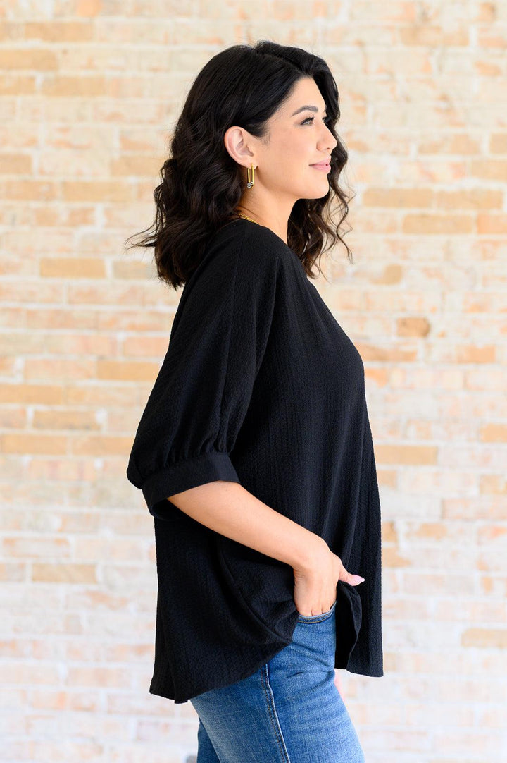 Up For Anything V-Neck Blouse in Black Tops