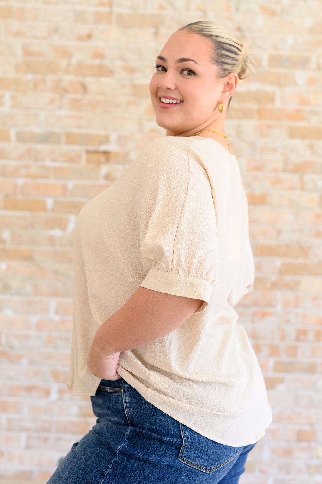 Taupe V-Neck Blouse Blouses