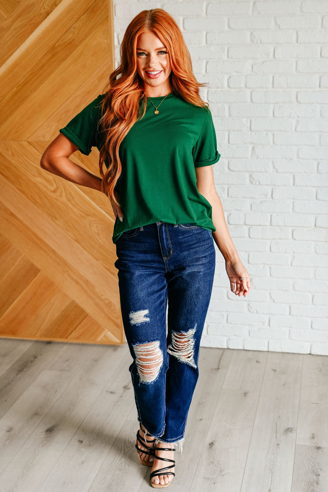 Uptown Crew T-Shirt in Green Womens