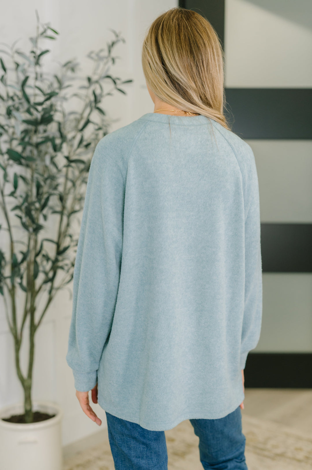 Urban Flux Scooped Hi-Low Long Pullover in Blue Grey | Womens Daverri Fashions