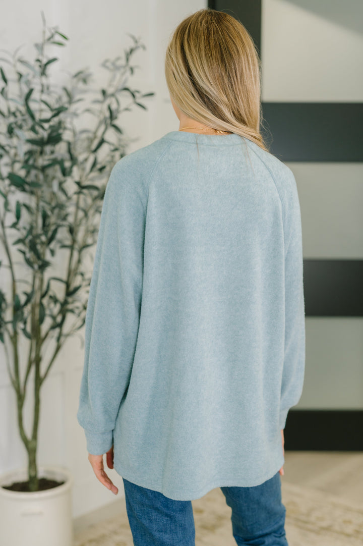 Urban Flux Scooped Hi-Low Long Pullover in Blue Grey | Womens Daverri Fashions