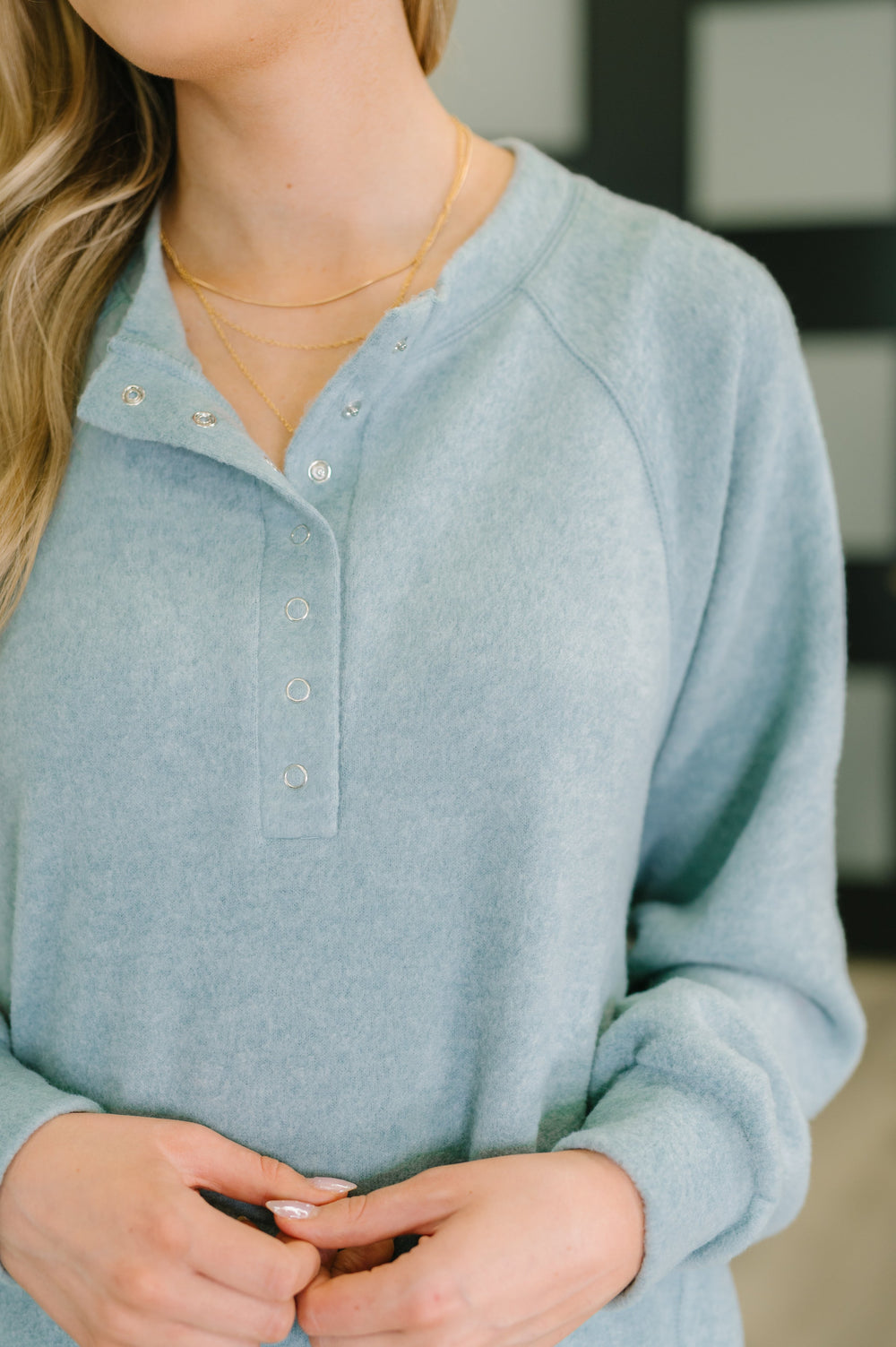 Urban Flux Scooped Hi-Low Long Pullover in Blue Grey | Womens Daverri Fashions