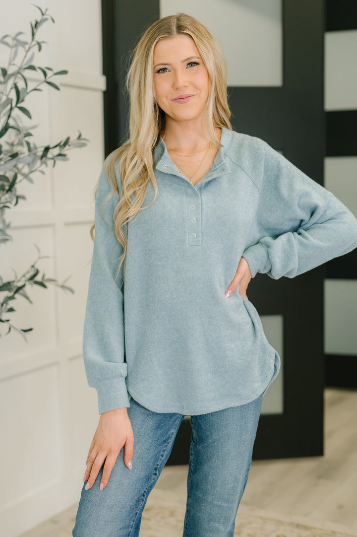 Urban Flux Scooped Hi-Low Long Pullover in Blue Grey | Womens Daverri Fashions