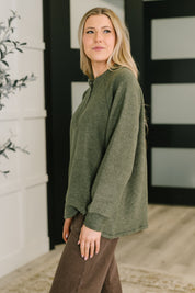 Urban Flux Scooped Hi-Low Long Pullover in Olive | Womens Daverri Fashions