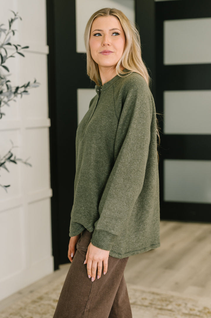 Urban Flux Scooped Hi-Low Long Pullover in Olive | Womens Daverri Fashions