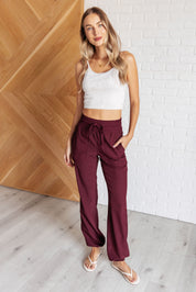 Runner's High Drawstring Joggers in Red Merlot Athleisure