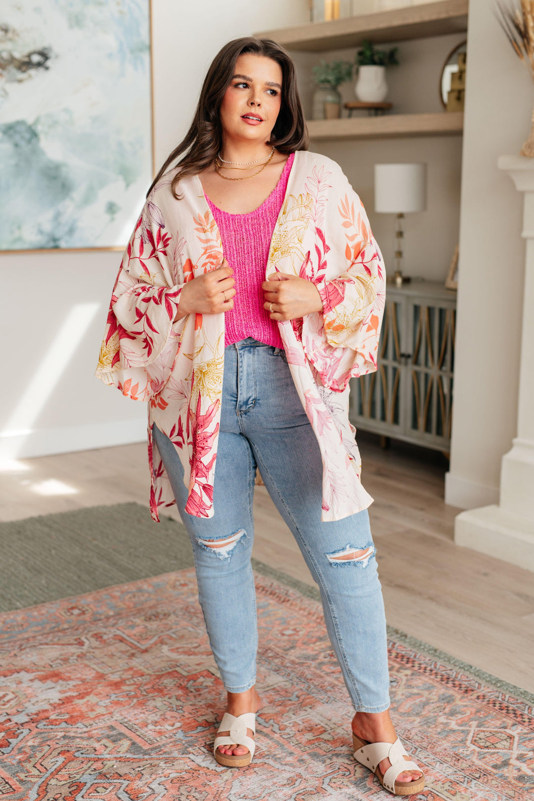 Vacay Season Bell Sleeve Kimono Shirts & Tops