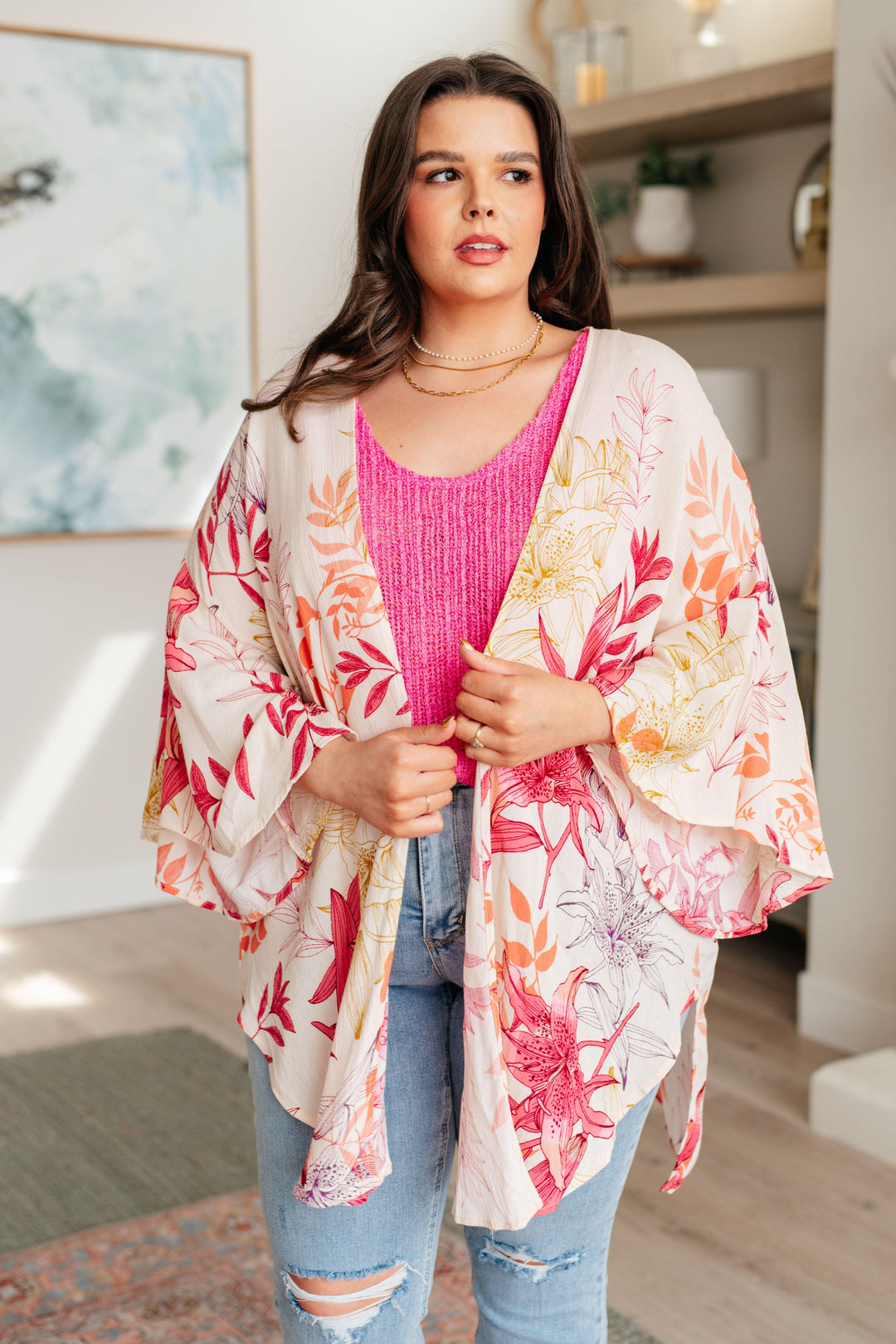 Vacay Season Bell Sleeve Kimono Shirts & Tops