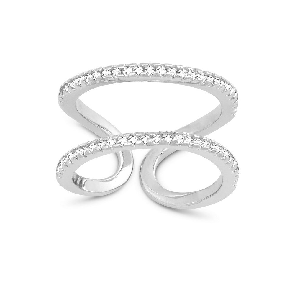 Sterling Silver Double Open CZ Ring Rings