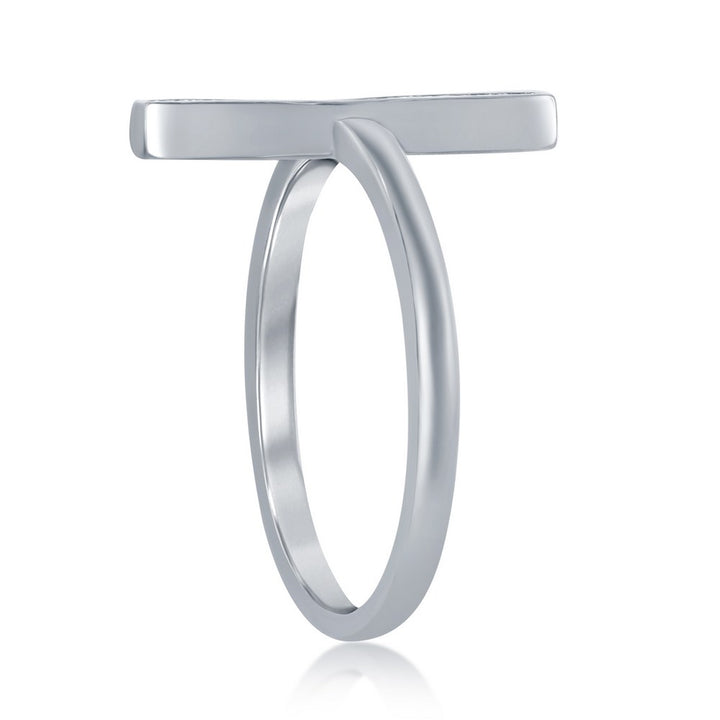 Sterling Silver Single Vertical CZ Bar Ring Rings