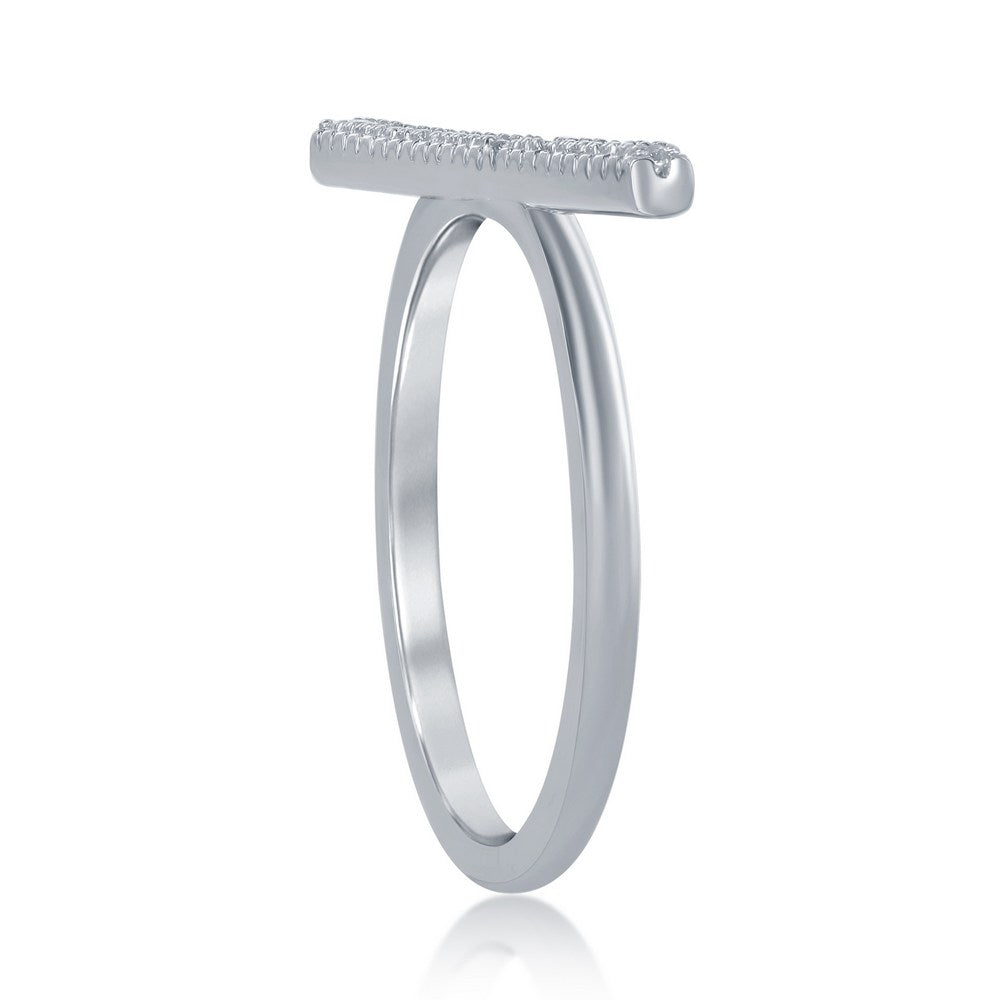 Sterling Silver Thin Horizontal CZ Bar Ring Rings