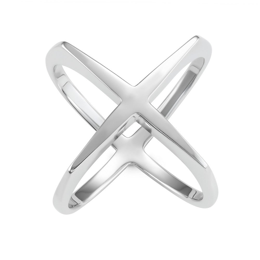 Sterling Silver Wide Boxy X Ring Rings