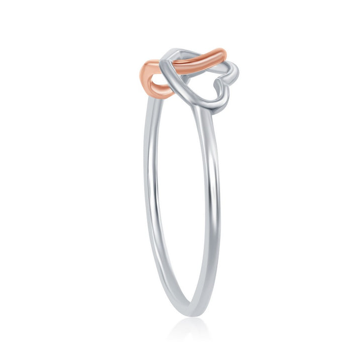 Sterling Silver Two-Tone Interlocking Heart Ring Rings