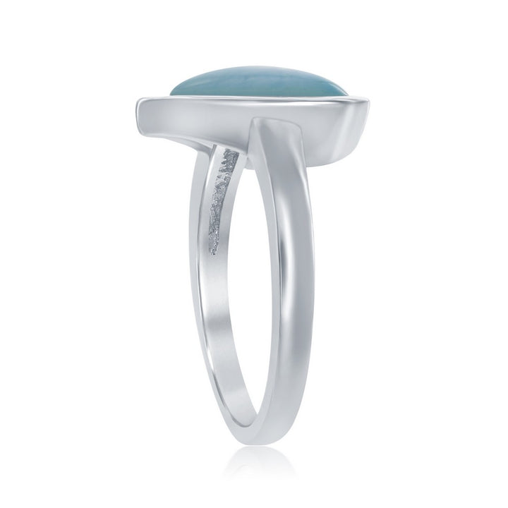 Sterling Silver Heart-Shaped Larimar Ring Rings