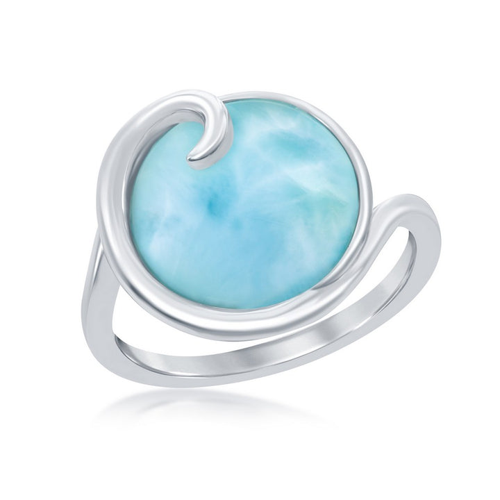 Sterling Silver Wave Design Larimar Ring Rings