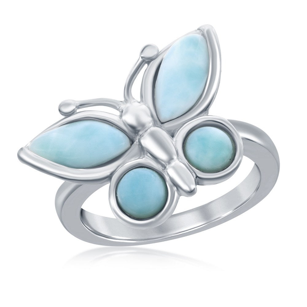 Sterling Silver Larimar Butterfly Ring Rings