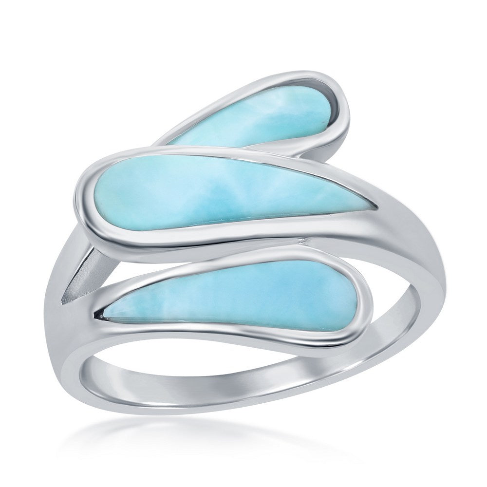 Sterling Silver Triple Bypass Larimar Ring Rings