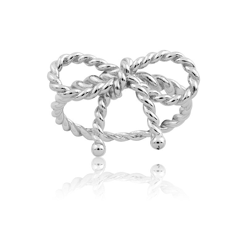 Sterling Silver Rope Design Bow Ring Rings