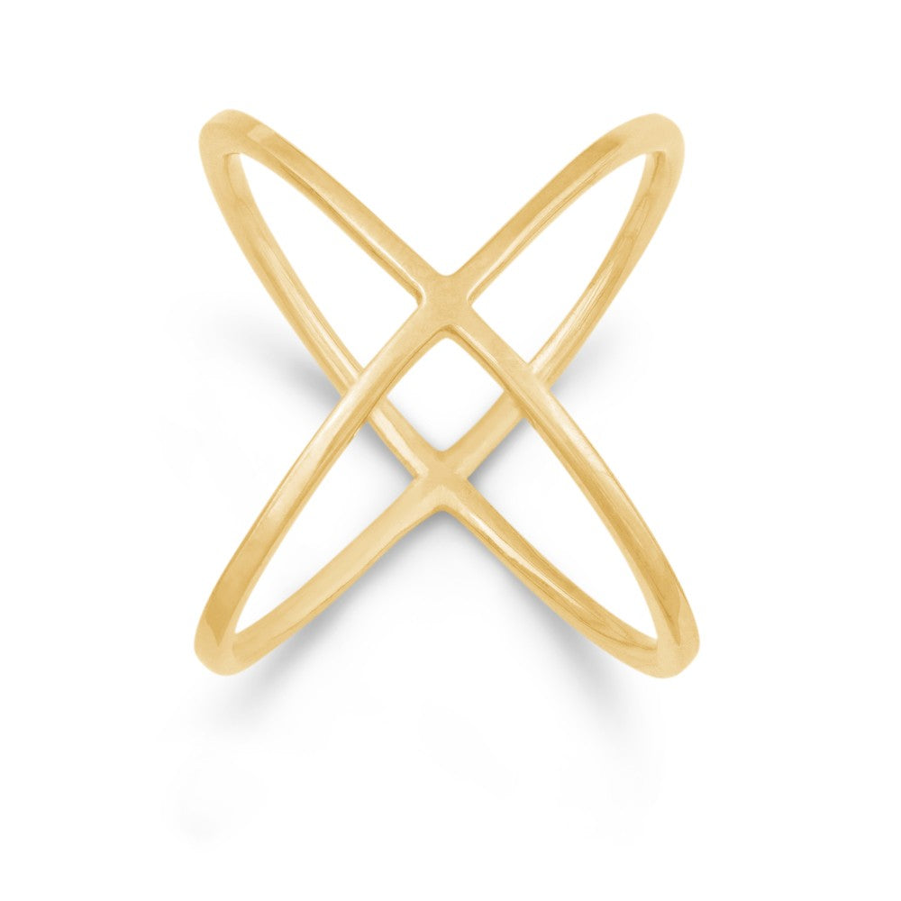 Sterling Silver X Style Ring - Gold Plated Rings