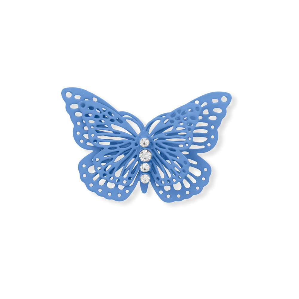 Crystal Accent Blue Butterfly Fashion Pin Default Title Accessories gifts