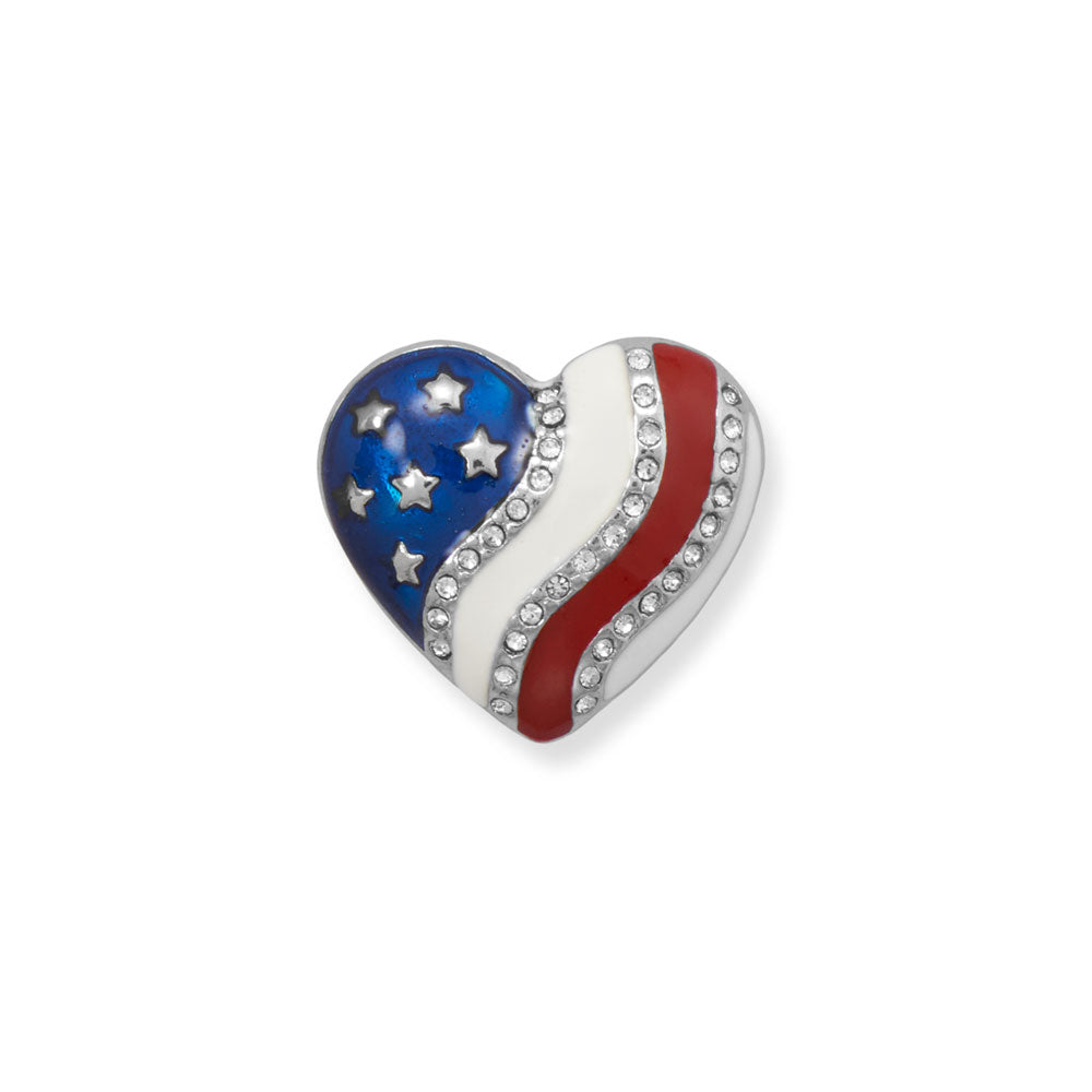 Red, White and Blue Crystal Heart US Flag Fashion Pin Default Title Accessories gifts