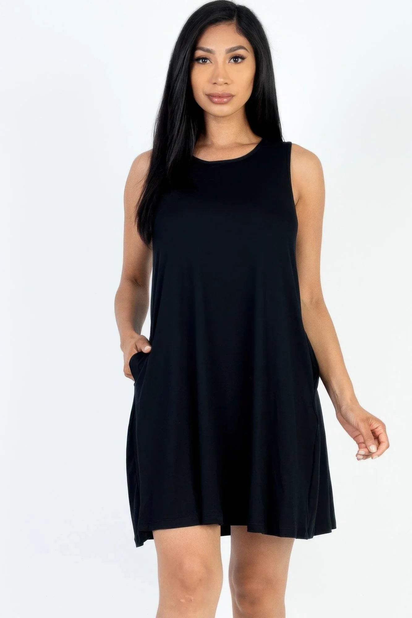 Comfy Sleeveless Flare Mini Dress - DAVERRI FASHIONS