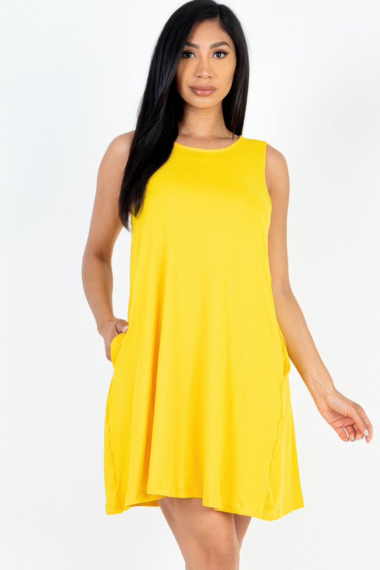 Comfy Sleeveless Flare Mini Dress Daffodil Mini Dresses