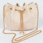 Faux Straw Bucket Crossbody Bag