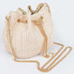 Faux Straw Bucket Crossbody Bag