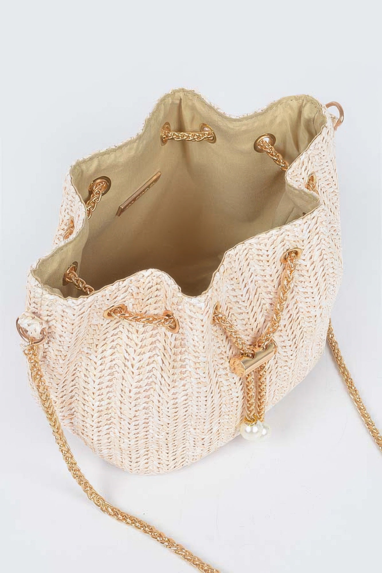 Faux Straw Bucket Crossbody Bag