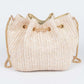 Faux Straw Bucket Crossbody Bag