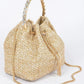 Faux Straw Bucket Bag W/stone Handle - DAVERRI FASHIONS