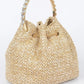 Faux Straw Bucket Bag W/stone Handle - DAVERRI FASHIONS
