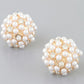 Pearl Cluster Stud Earrings Gold Cream Earrings