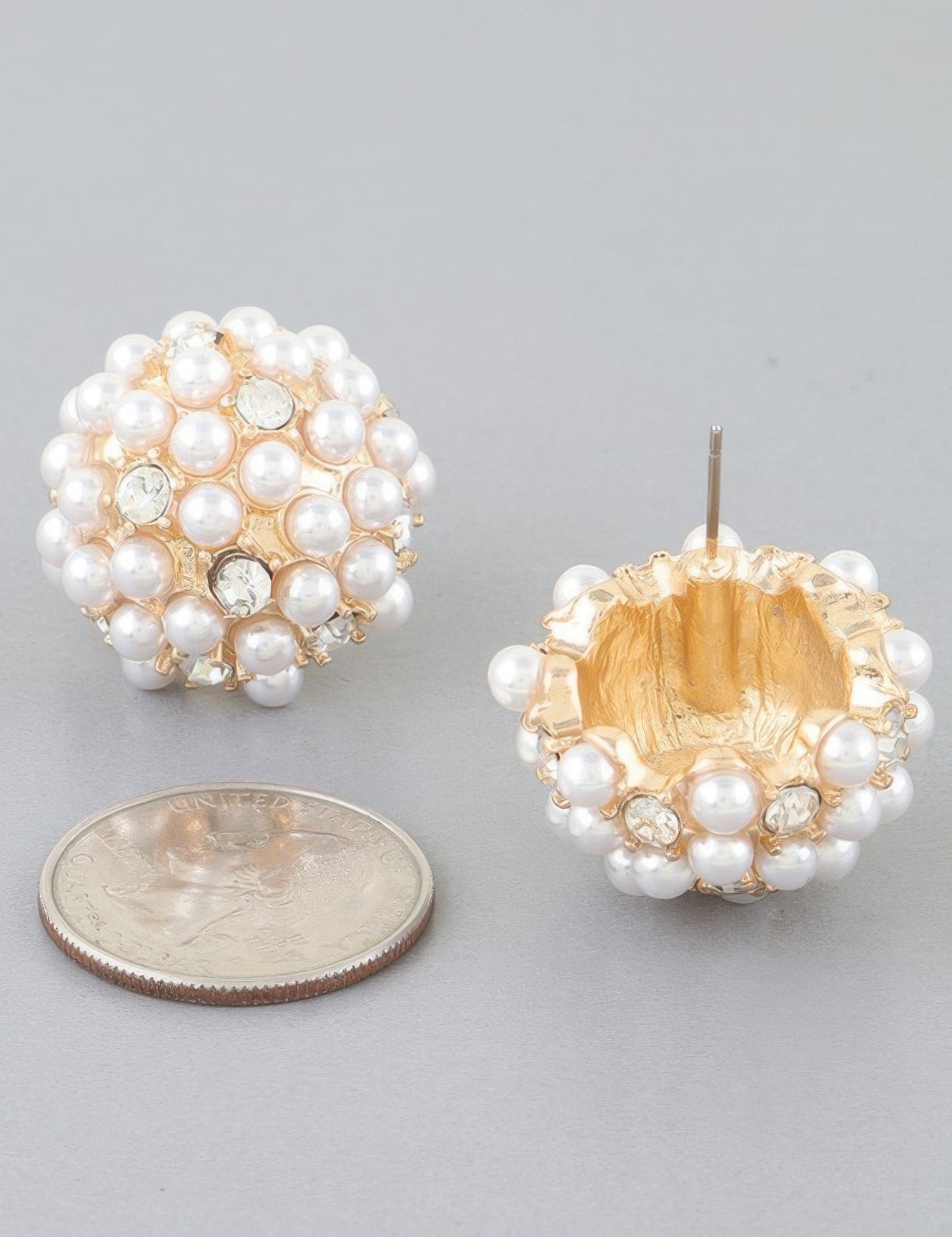 Pearl Cluster Stud Earrings | Earrings Daverri Fashions
