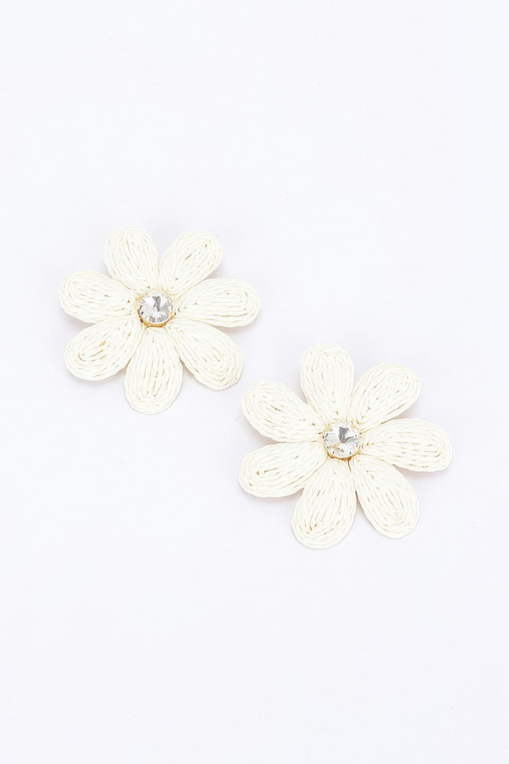 Paper Flower Rhinestone Earring Ivory